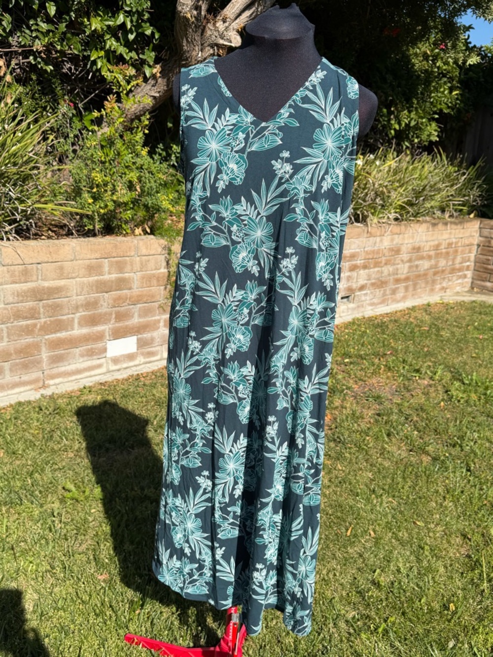 J. Jill Black Midi Dress with Teal Floral Print